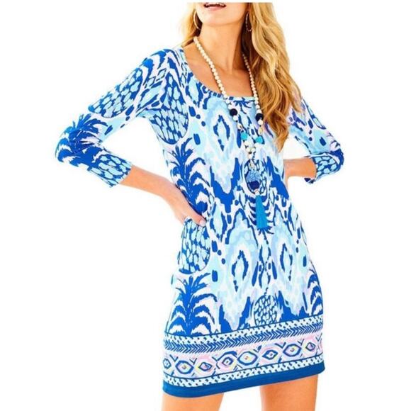 Lilly Pulitzer | Beacon Mini Dress Tropical Call Me Serene Blue White Small - Picture 1 of 7